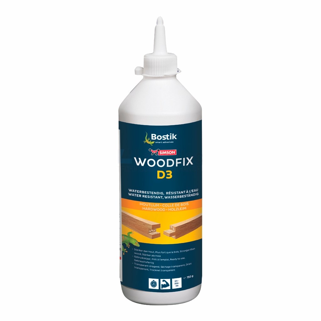 Houtlijm Bostik D3 snel 750gr wit waterbestendig