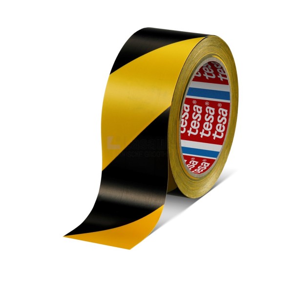 Markeertape Tesa 60760 50x0,15mm geel/zwart PVC a33m
