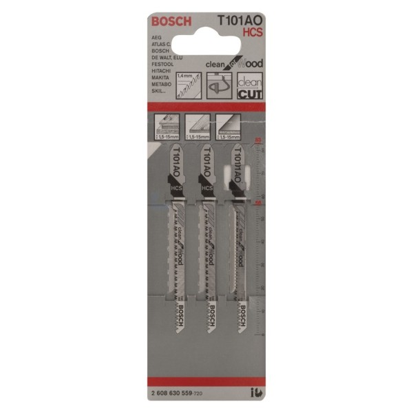 Decoupeerzaagblad Bosch T101AO T1,4mm HCS a 3 stuks