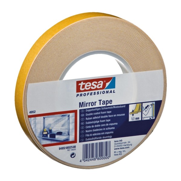 Tape Tesa 4952 19x1,15mm wit PE-schuim a50m dubbelzijdig