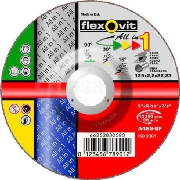 Doorslijpschijf Flexovit All in one A46S-BF27 125x2,2x22 verdiep