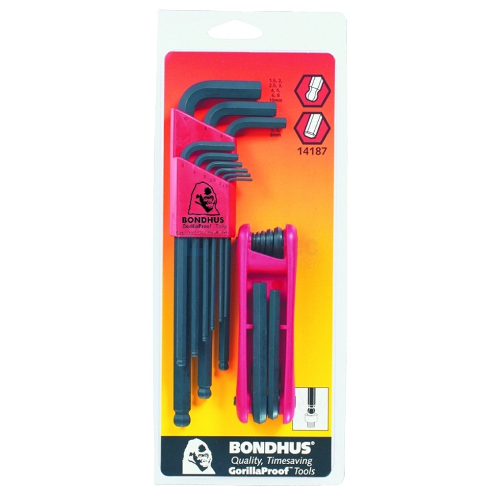 Inbussleutelset Bondhus BLX-9 1,5-10mm/2-8mm 16 delig kogelkop z