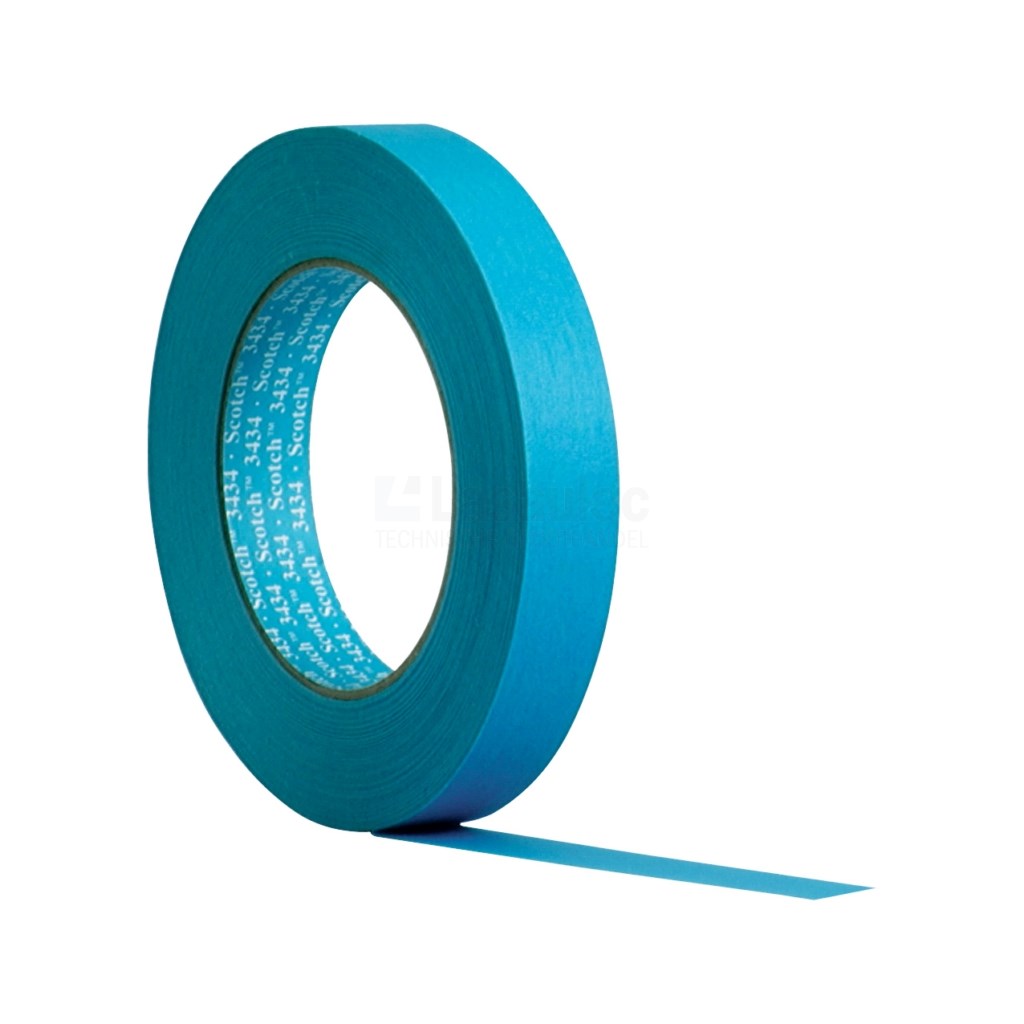 Afplaktape Scotch 3434 19x0,15mm blauw papier a50m