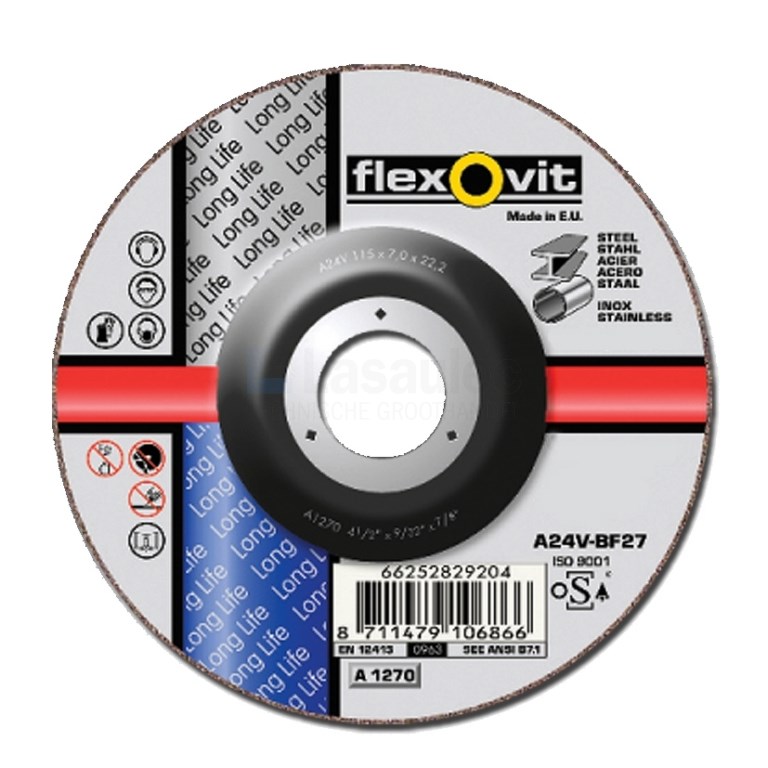 Afbraamschijf Flexovit A24V-BF27 150x7x22 Staal/RVS verdiept cen
