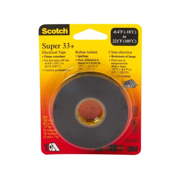 Isolatietape Scotch 33+ 19x0,18mm zwart PVC a20m