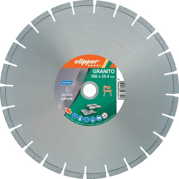 Diamantzaag Clipper Granito 350x25,4mm / Segm.10x3,0mm nat