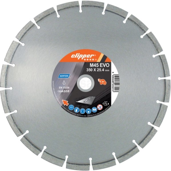 Diamantzaag Clipper M45 Evo-Verse Beton 350x25,4mm / Segm.10x2,8