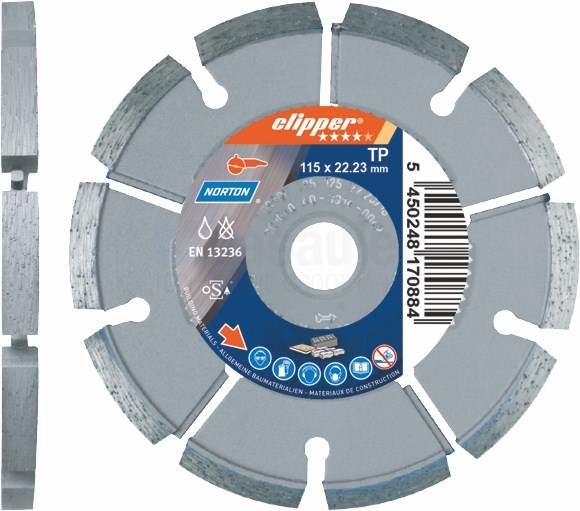 Diamantzaag Clipper TP Uni 125x22mm/Segm.6,5x6,5mm droog