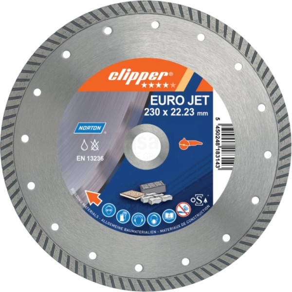 Diamantzaag Clipper Euro Jet 115x22mm/Segm.12x2,1mm natuursteen