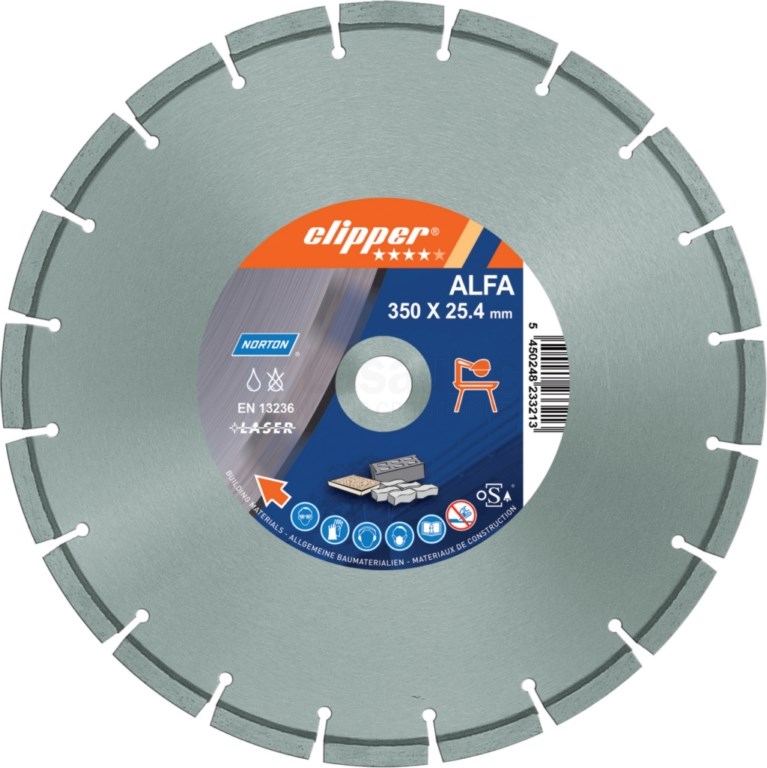 Diamantzaag Clipper Alfa Uni 400x25,4mm/Segm.10x3,2mm droog