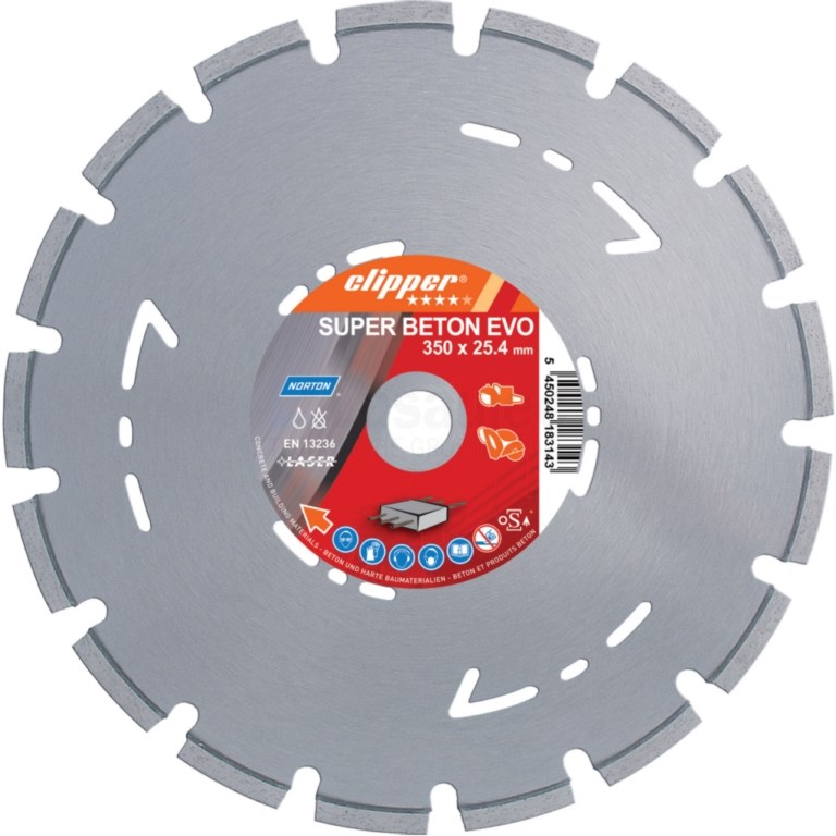 Diamantzaag Clipper Super Beton Evo 400x25,4mm/Segm.10x3,2mm dro