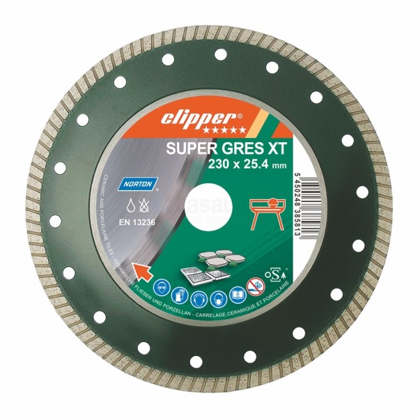 Diamantzaag Clipper Super Gres XT Tegel 180x22mm/Segm.10x1,4mm d