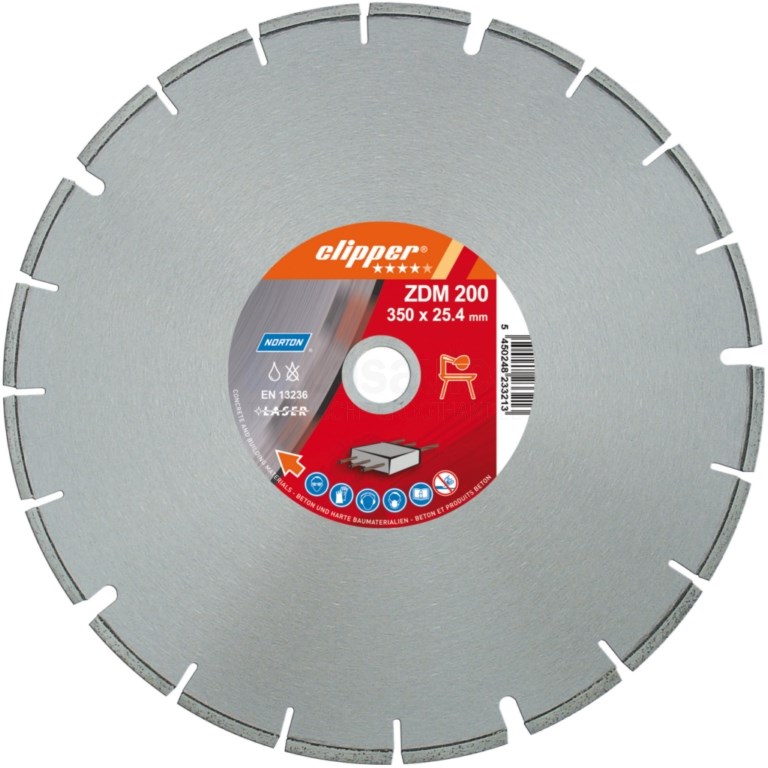 Diamantzaag Clipper ZDM 200 Beton 450x25,4mm/Segm.7x3,2mm droog