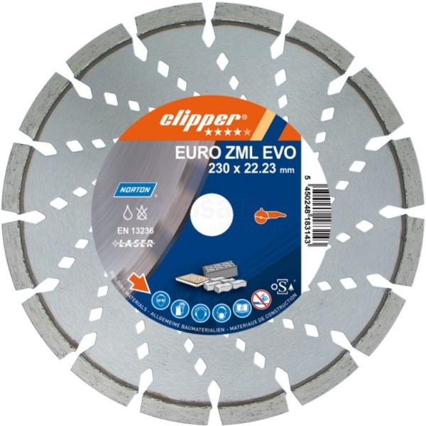 Diamantzaag Clipper Euro ZML Evo 450x25,4mm/Segm.10x3,2mm univer