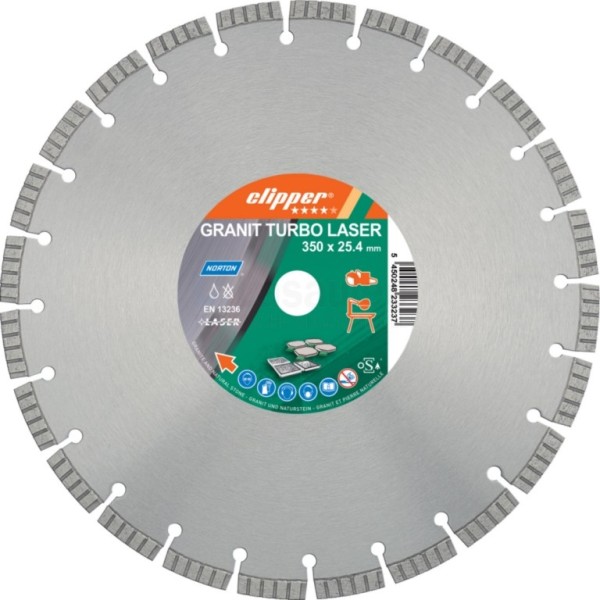 Diamantzaag Clipper Granit Turbo Laser 230x22mm/Segm.12x2,6mm dr