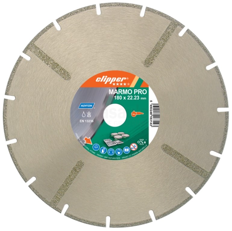 Diamantzaag Clipper Marmo Pro 230x22mm/Segm.2,8mm droog