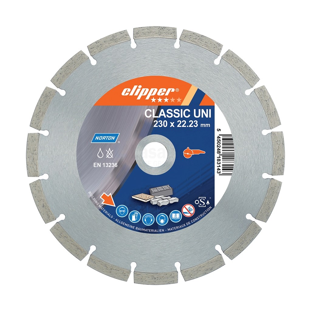 Diamantzaag Clipper Classic Uni 115x22mm/Segm.10x1,8mm droog