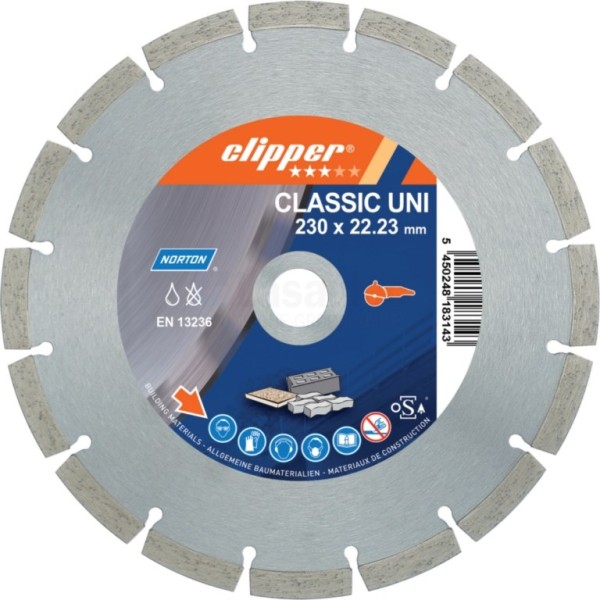 Diamantzaag Clipper Classic Uni 230x22mm/Segm.10x2,4mm droog