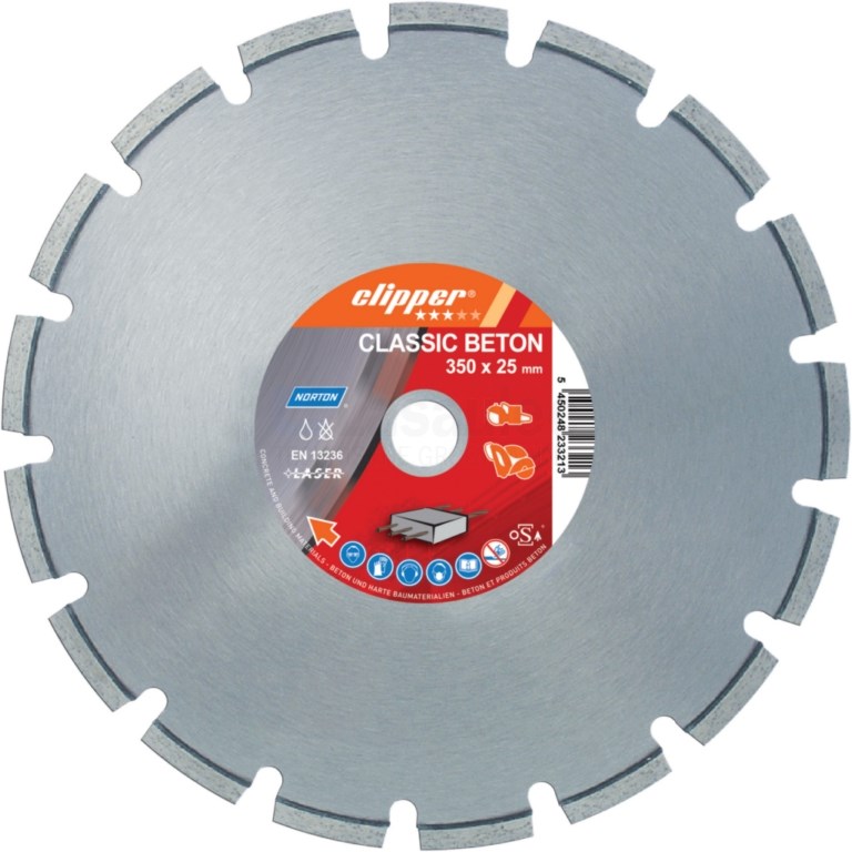 Diamantzaag Clipper Classic Beton 450x25,4mm/Segm.10x3,2mm droog