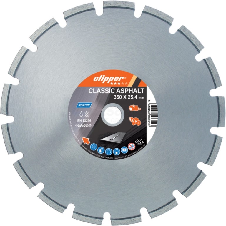 Diamantzaag Clipper Classic Asfalt 300x25,4mm/Segm.10x2,5mm droo