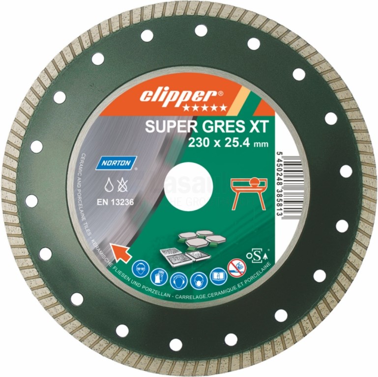 Diamantzaag Clipper Super Gres XT Tegel 230x25,4mm/Segm.10x1,6mm