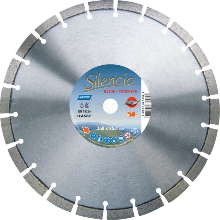 Diamantzaag Norton Clipper Silencio 350x25.4x15/3.1mm droog/nat