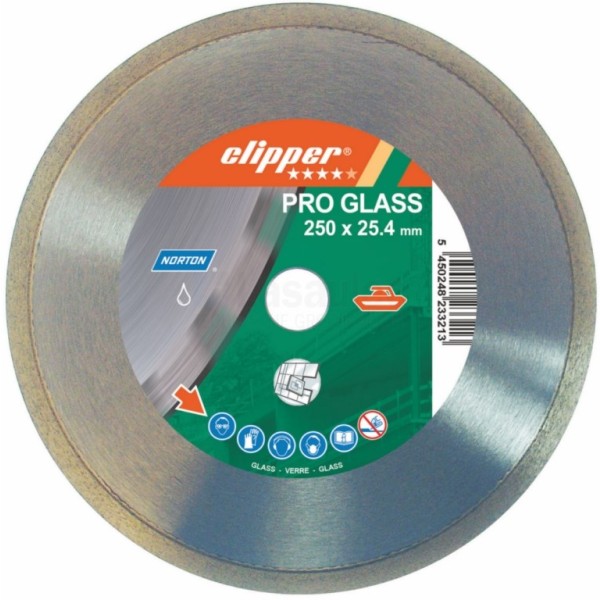 Diamantzaag Clipper Pro Glass 200x25,4mm/Segm.10x1,6mm droog