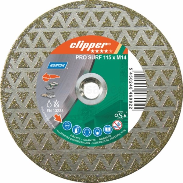 Diamantzaag Clipper Pro Surf 115mmxM14 universeel droog