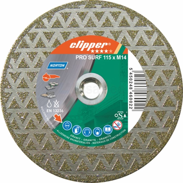 Diamantzaag Clipper Pro Surf 115mmxM14 universeel droog