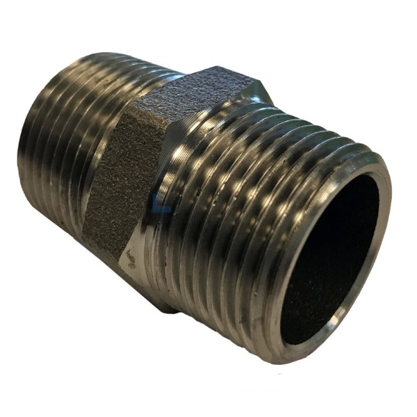 Dubbele nippel DIN2990 nr.34 1.1/2" zwart staal bui.dr. BSPT