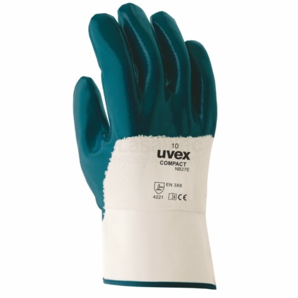 Handschoen Uvex Compact NB27E 10 blauw/wit NBR