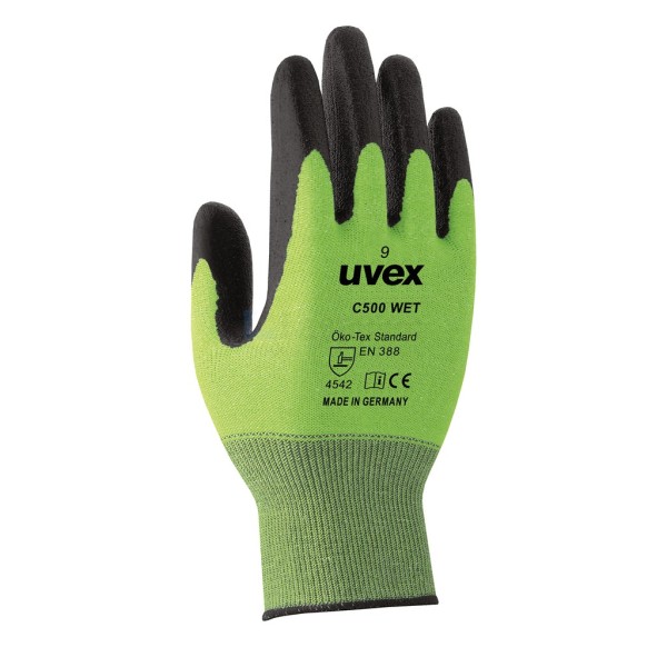 Handschoen Uvex C500 Foam 8 groen/zwart snijbestendig