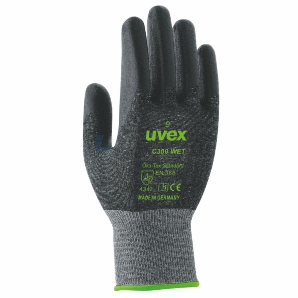 Handschoen Uvex C300 Wet 10 zwart/grijs snijbestendig
