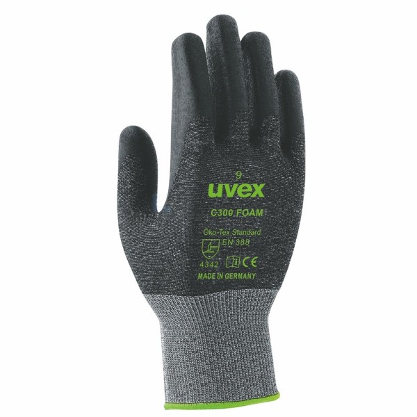 Handschoen Uvex C300 Foam 9 zwart/grijs snijbestendig