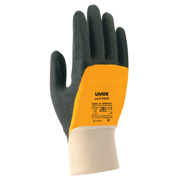 Handschoen Uvex Profi Ergo XG20 9 oranje/zwart NBR