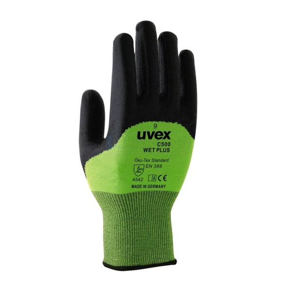 Handschoen Uvex C500 Wet Plus 8 groen/zwart snijbestendig