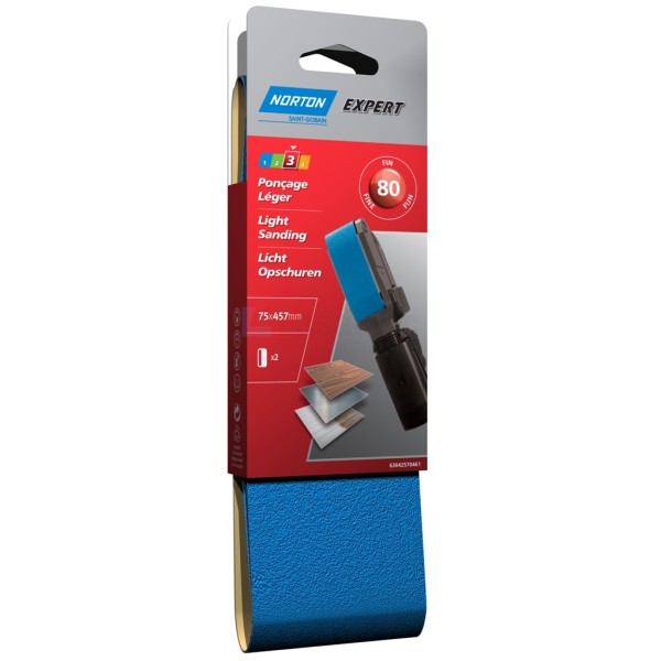 Schuurband Norton Expert Multi-Purpose 75x457mm K80 pak a2st