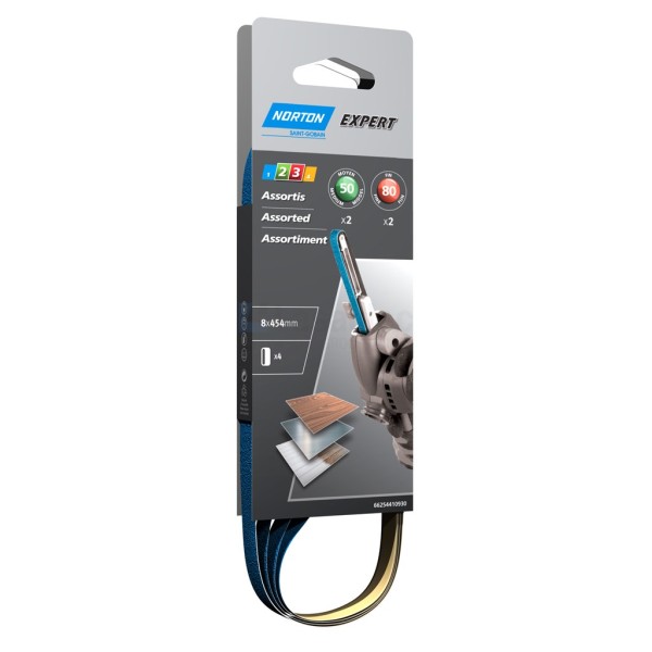 Schuurband Norton Expert 8x454mm diverse korrels tbv powerfi