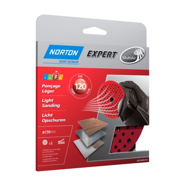 Klitschuurschijf Norton Expert Multi-Purpose 150mm K120 met ga