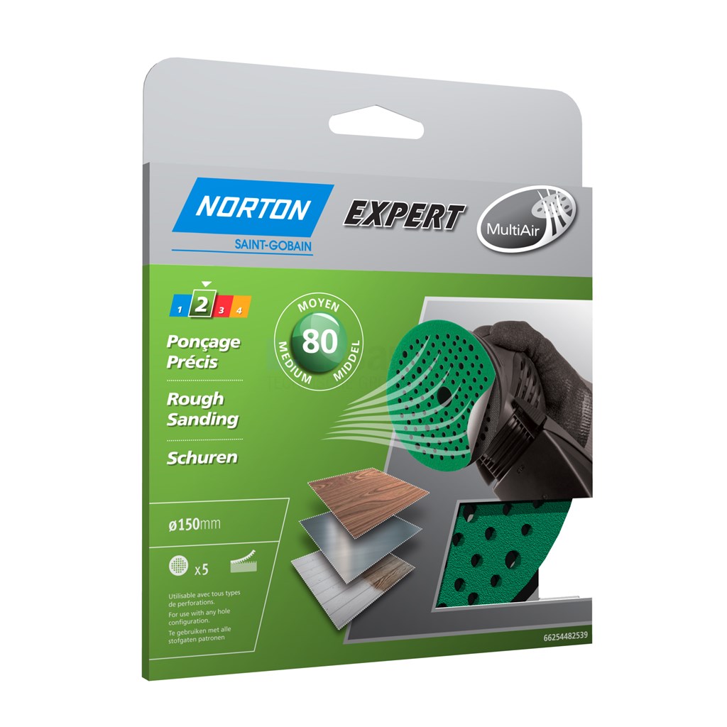 Klitschuurschijf Norton Expert Multi-Purpose 150mm K80 met gat