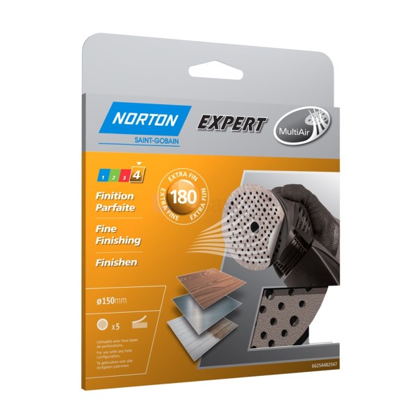 Klitschuurschijf Norton Expert Multi-Purpose 150mm K180 met ga