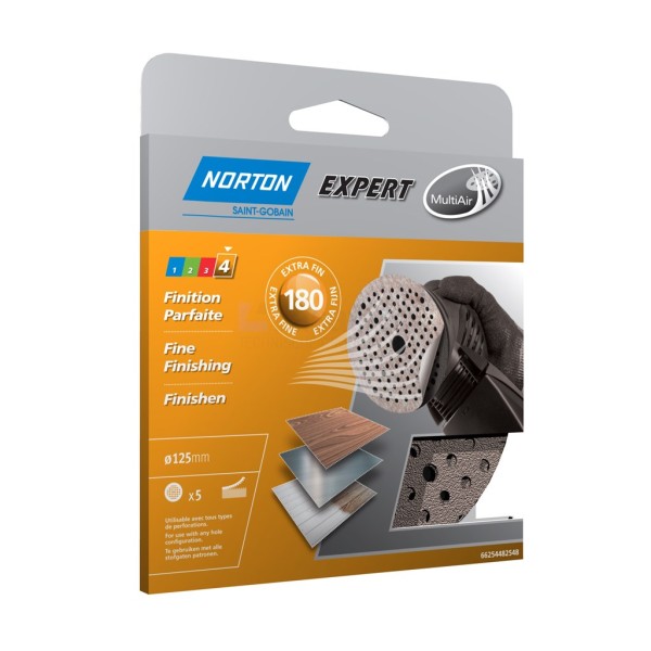 Klitschuurschijf Norton Expert Multi-Purpose 125mm K180 met ga