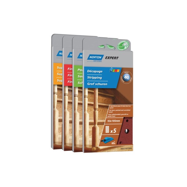 Klitschuurstrook Norton Expert tbv hout 93x185mm K120 pak a5s