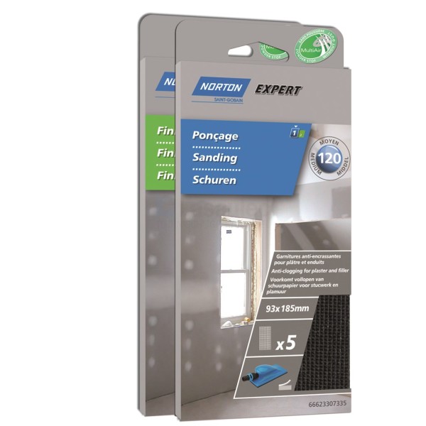 Schuurgaas Norton Expert tbv gips 93x185mm K120 pak a5st