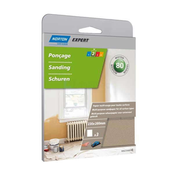 Schuurvel Norton Expert Multi-Purpose 230x280mm K80 pak a3st