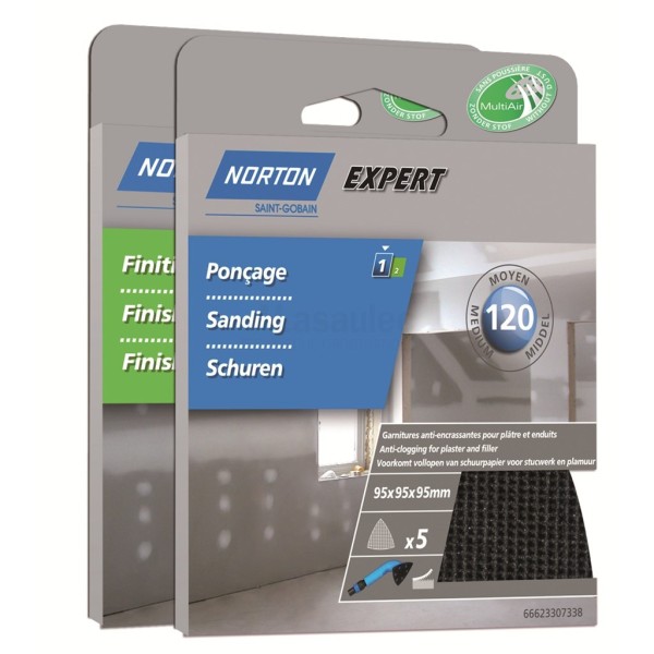 Klitschuurdelta Norton Expert tbv gips 95x95x95mm K80 pak a5s