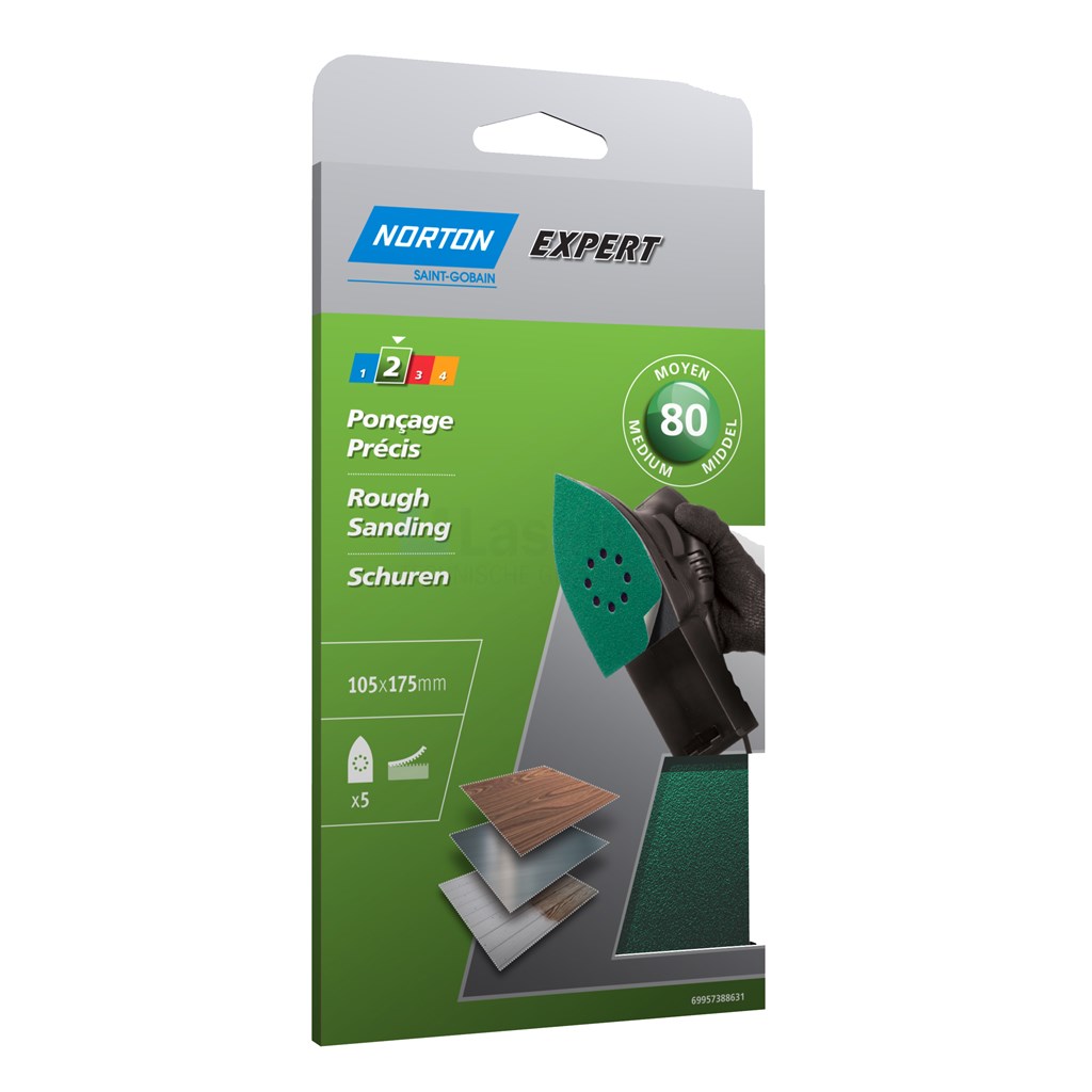 Klitschuurdelta Norton Expert Multi-Purpose 105x175mm K80 pak