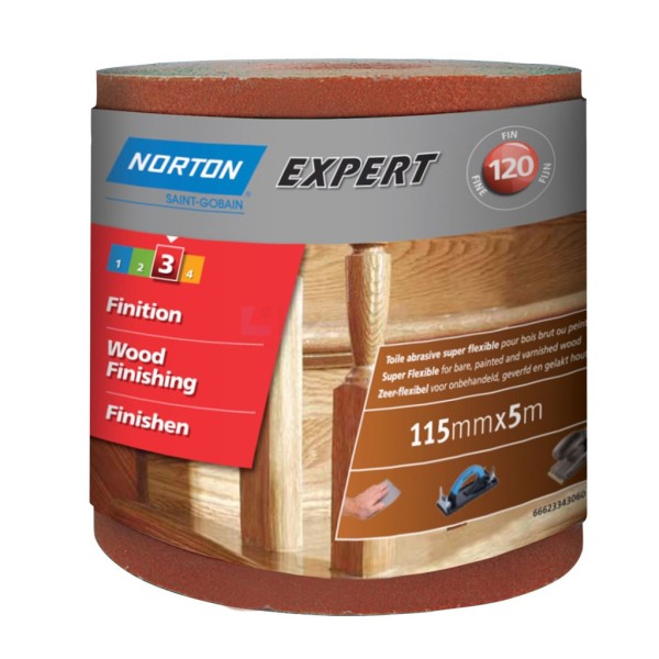 Schuurrol Norton Expert tbv hout 115mm K120 rol a5m