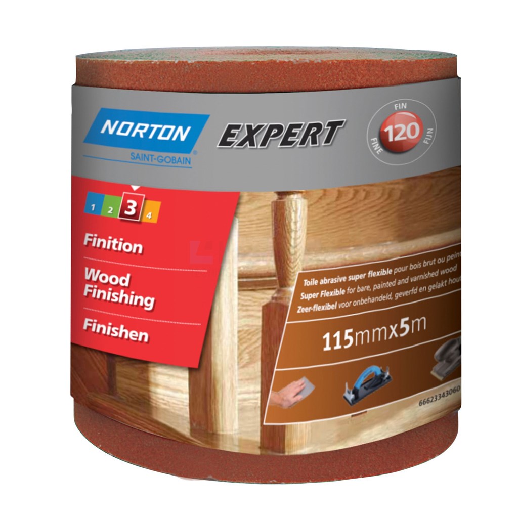 Schuurrol Norton Expert tbv hout 115mm K120 rol a5m
