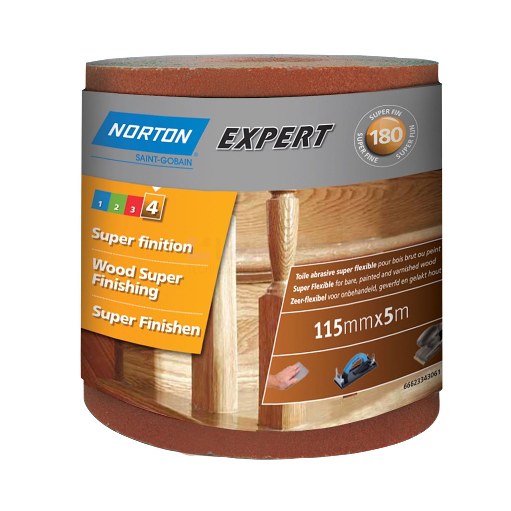Schuurrol Norton Expert tbv hout 115mm K180 rol a5m